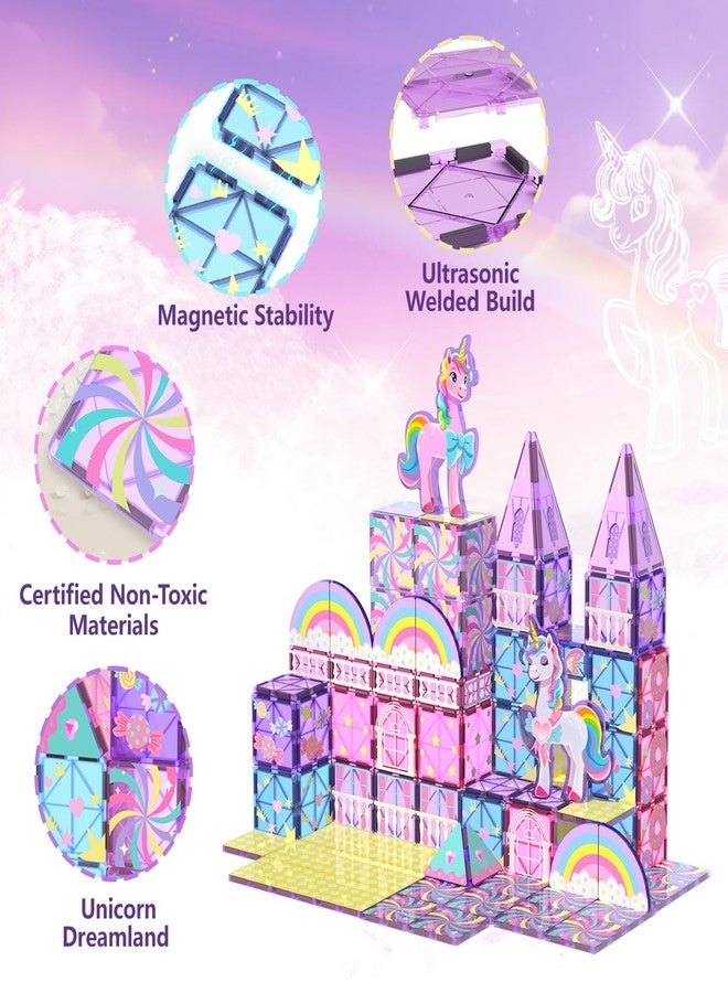 GobiDex Magnetic Building Blocks Unicorn Toys for Girls, Princess Magnetic Tiles Building Toys for Kids Ages 3-5 4-8, STEM Sensory Toddler Game Birthday Gift for Girls Boys Ages 3+ - Image 5